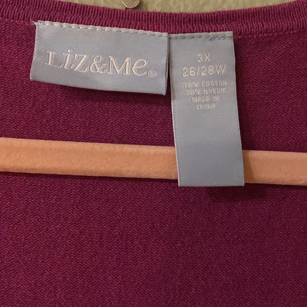 Liz & Me Burgundy Open-Front Sweater - Picture 2 of 4